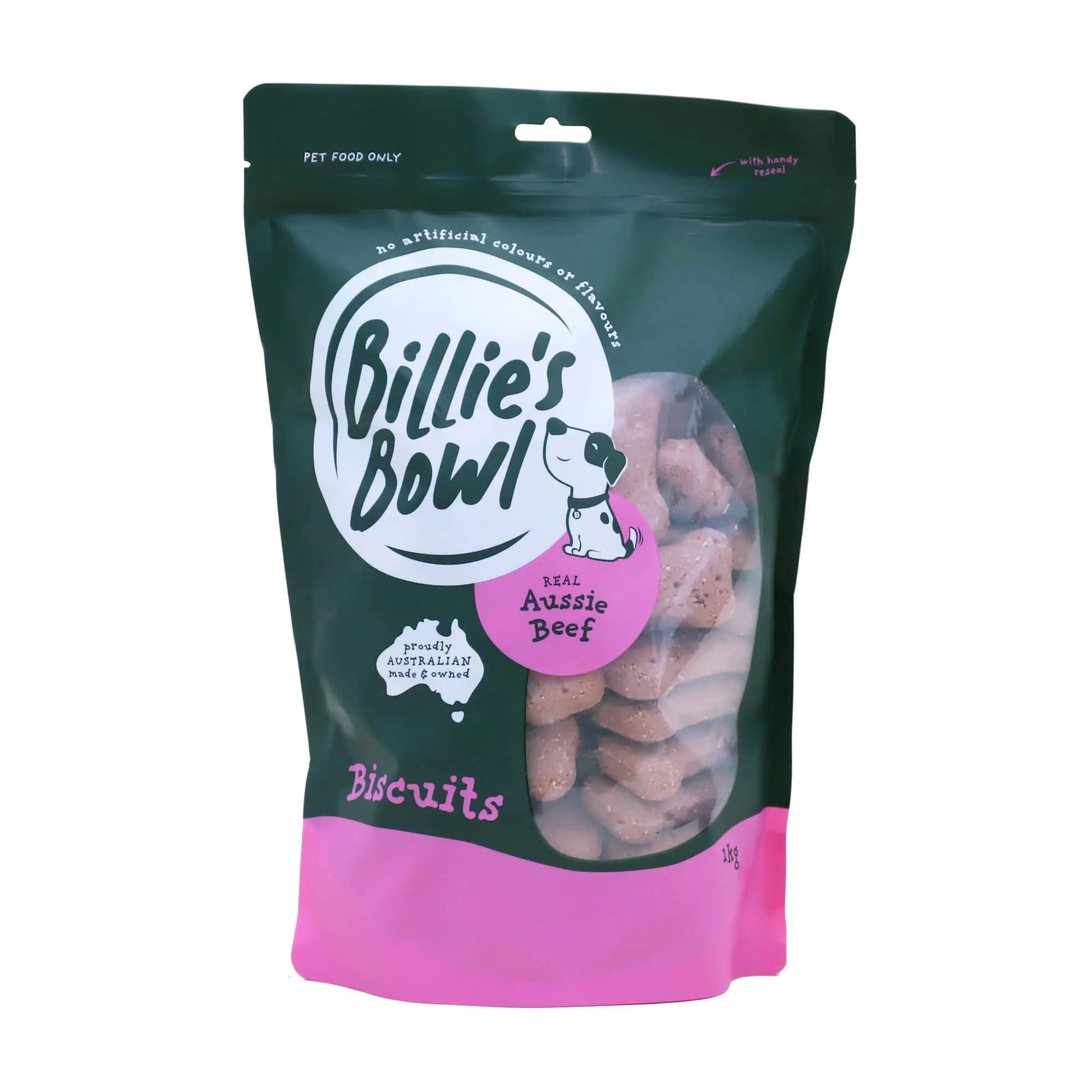 Billie's Bowl REAL Aussie Beef Biscuit Dog Treats 1kg